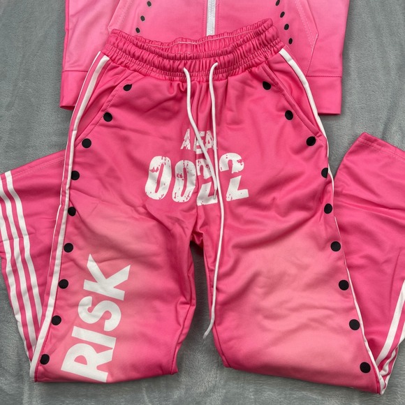 NWT SHEIN Yung Fly & Turnt Pink Ombre Tracksuit Set Hoodie Pants Snap Buttons - Picture 2 of 8